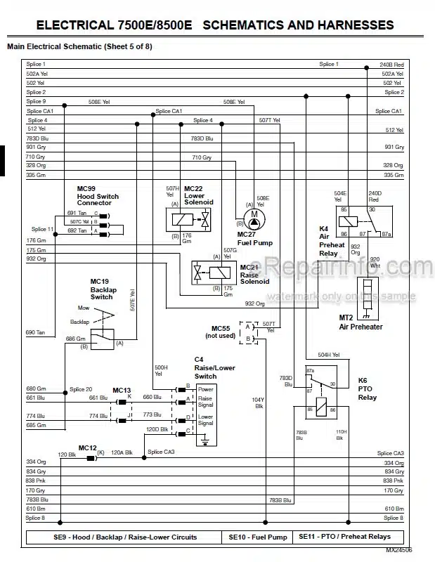 Photo 4 - John Deere 7500 To 8500E Cut Hybrid Technical Repair Manual Lightweight Fairway Mower TM107919