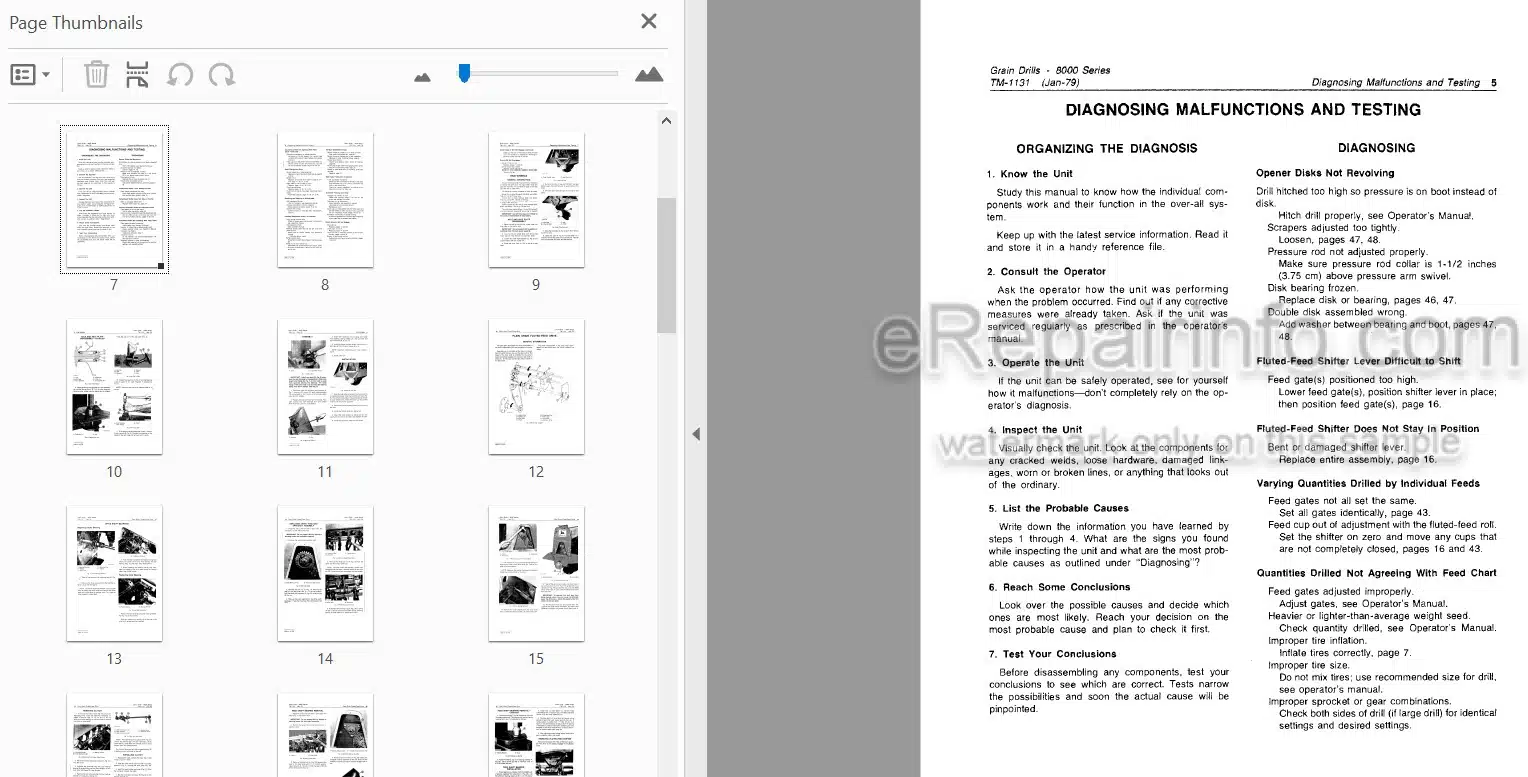 Photo 3 - John Deere 8000 Series Technical Repair Manual Grain Drill TM1131
