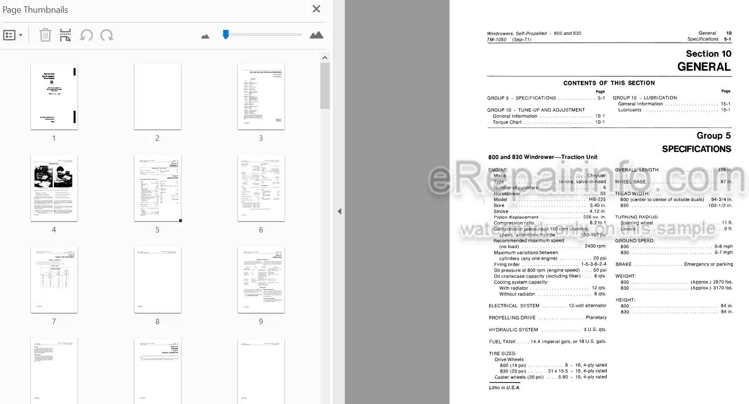 Photo 4 - John Deere 800 830 Technical Repair Manual Self Propelled Windrower TM1050