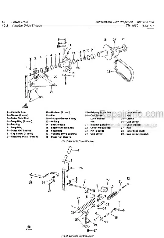 Photo 3 - John Deere 800 830 Technical Repair Manual Self Propelled Windrower TM1050