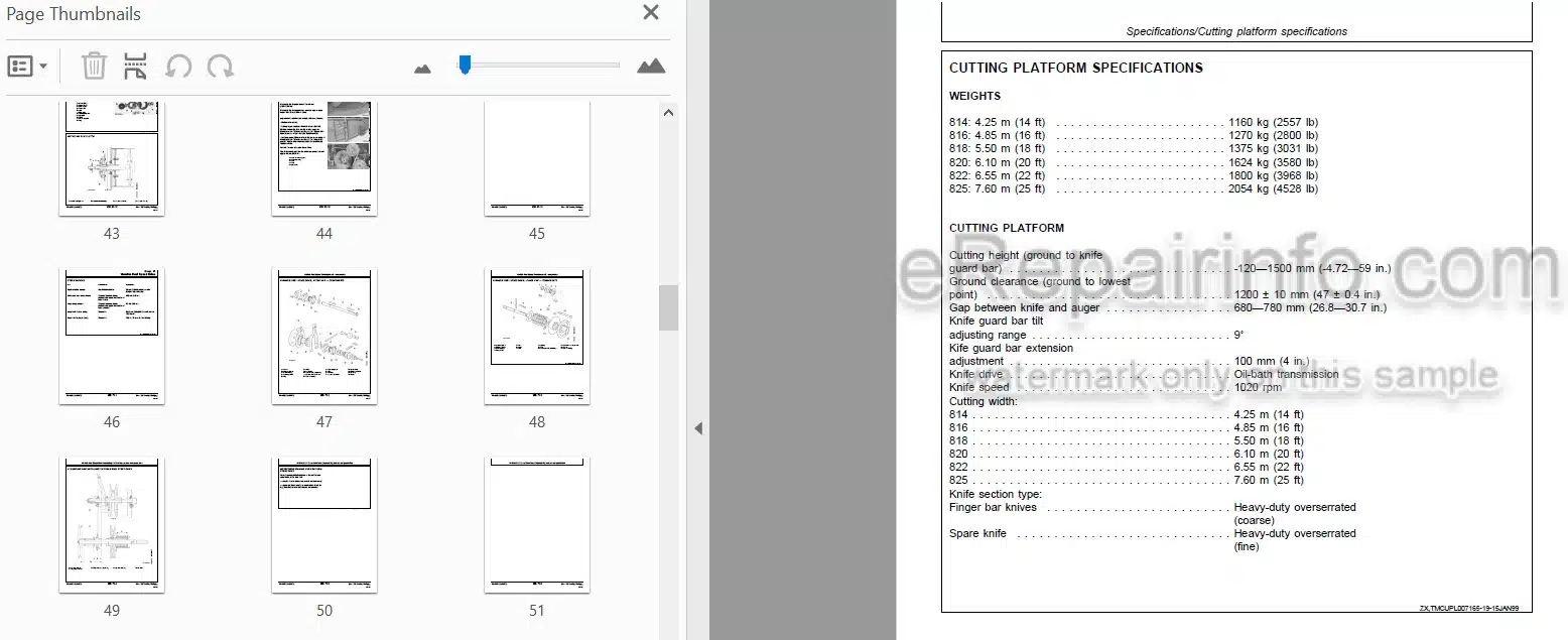 Photo 3 - John Deere 814 816 818 820 822 Technical Repair Manual Cutting Platform TM4533
