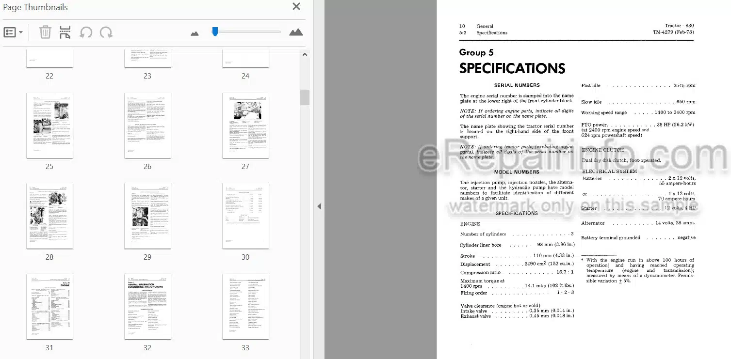Photo 3 - John Deere 830 Technical Repair Manual Tractor TM4279