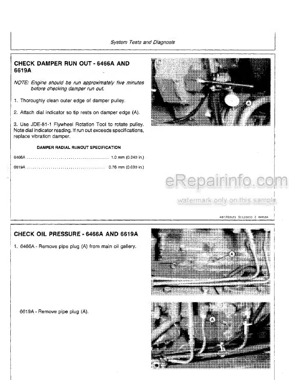 Photo 2 - John Deere 8450 8650 8850 Technical Manual Tractor TM1256