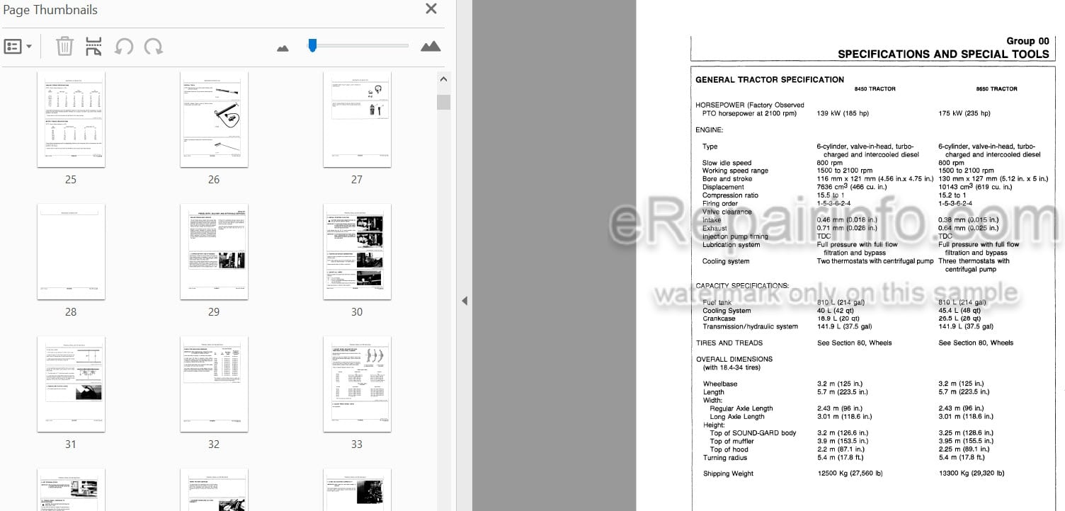 Photo 3 - John Deere 8450 8650 Technical Manual Tractor TM1355