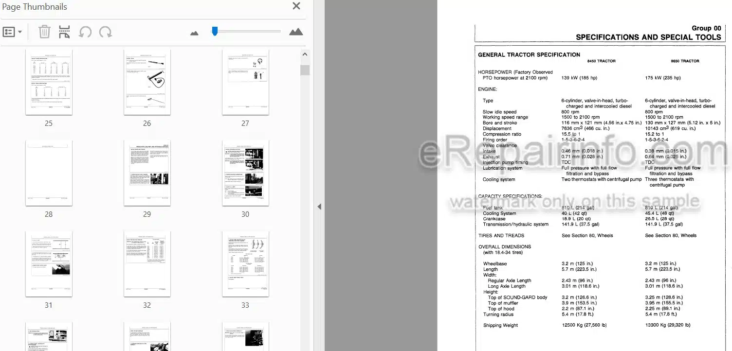 Photo 3 - John Deere 8450 8650 Technical Manual Tractor TM1355