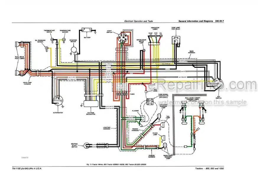 Photo 4 - John Deere 850 900HC 950 1050 Technical Repair Manual Tractor TM1192