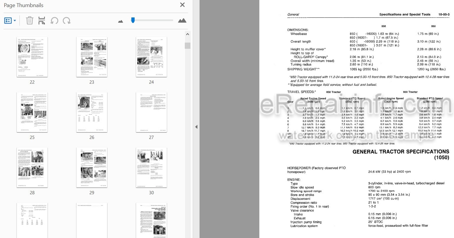 Photo 3 - John Deere 850 900HC 950 1050 Technical Repair Manual Tractor TM1192