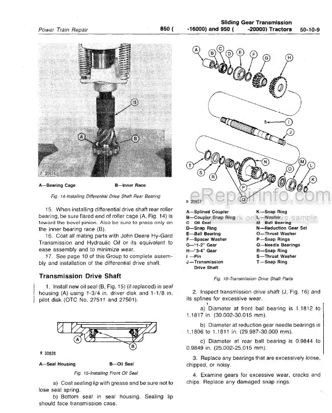 Photo 5 - John Deere 850 900HC 950 1050 Technical Repair Manual Tractor TM1192