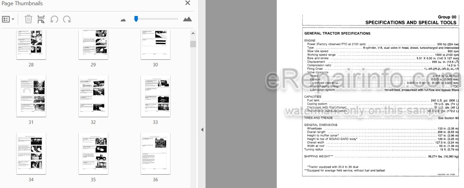Photo 3 - John Deere 8850 Technical Repair Manual Tractor TM1254