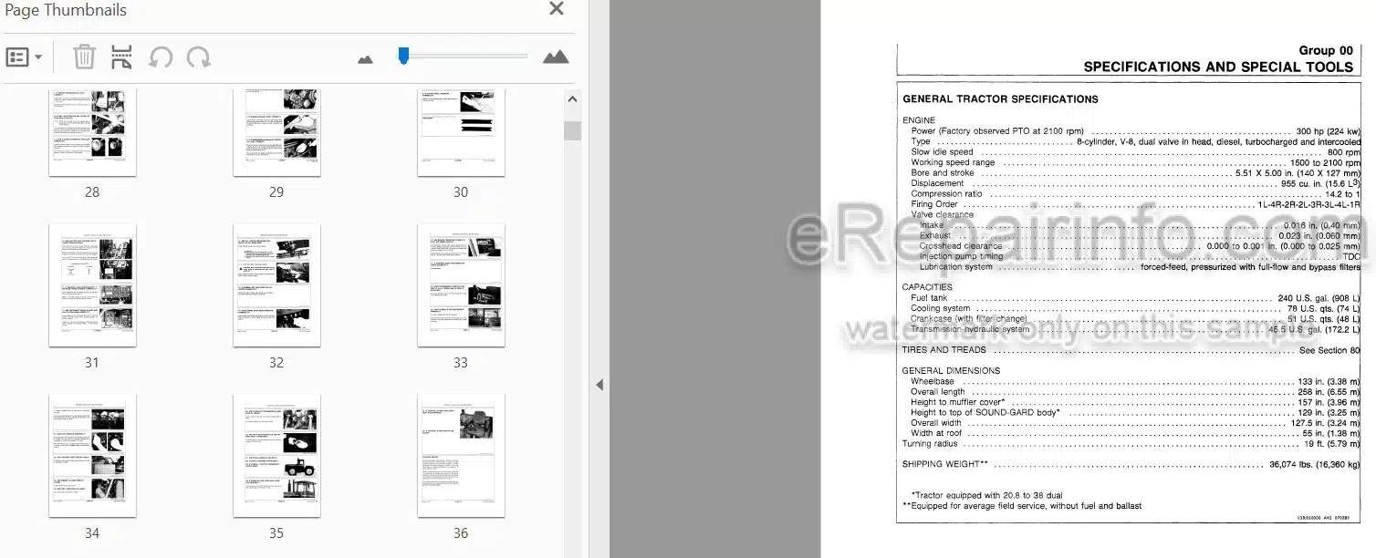 Photo 3 - John Deere 8850 Technical Repair Manual Tractor TM1254