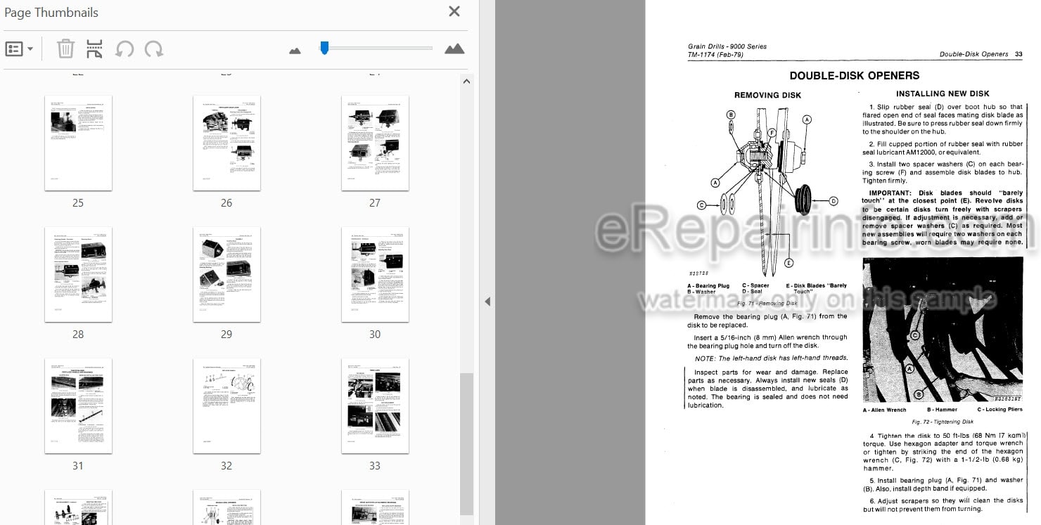 Photo 3 - John Deere 9000 Series Technical Repair Manual Grain Drill TM1174