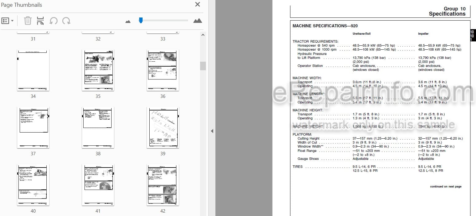 Photo 3 - John Deere 920 930 Technical Repair Manual Mower Conditioner TM1548