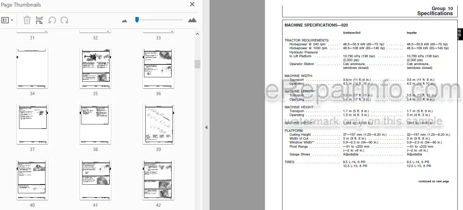 Photo 3 - John Deere 920 930 Technical Repair Manual Mower Conditioner TM1548