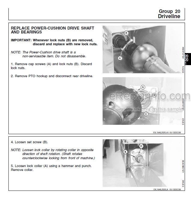 Photo 2 - John Deere 920 930 Technical Repair Manual Mower Conditioner TM1548