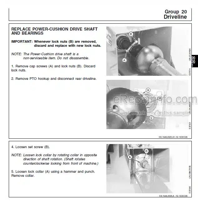Photo 1 - John Deere 920 930 Technical Repair Manual Mower Conditioner TM1548