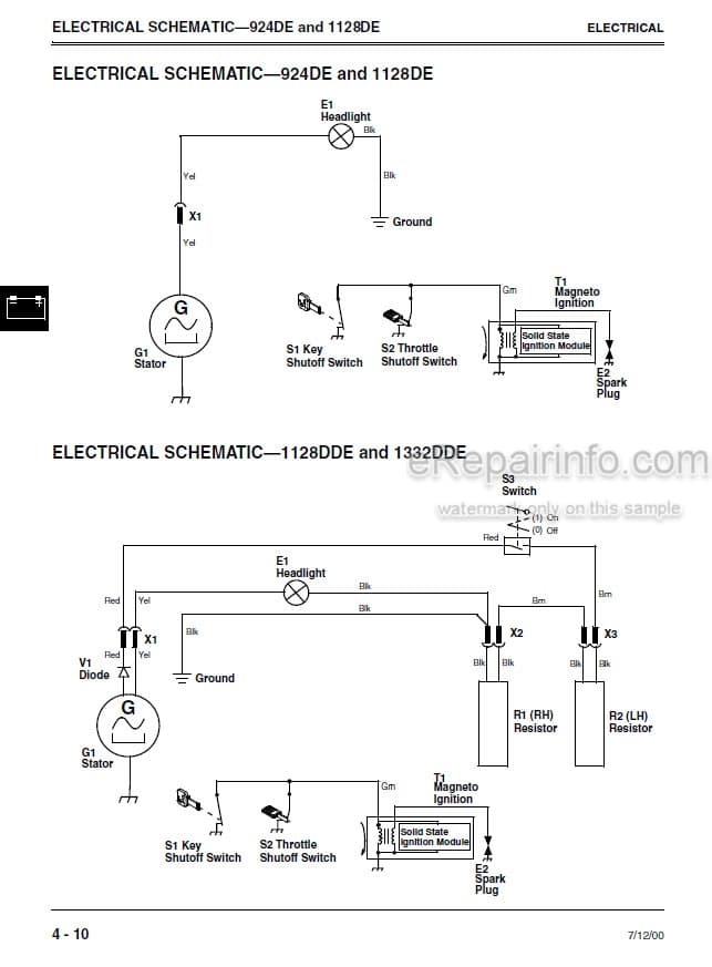Photo 4 - John Deere 924DE 1128DE 1128DDE 1332DDE Technical Manual Walk Behind Snowblower TM1867