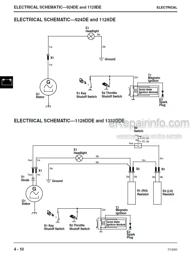Photo 4 - John Deere 924DE 1128DE 1128DDE 1332DDE Technical Manual Walk Behind Snowblower TM1867