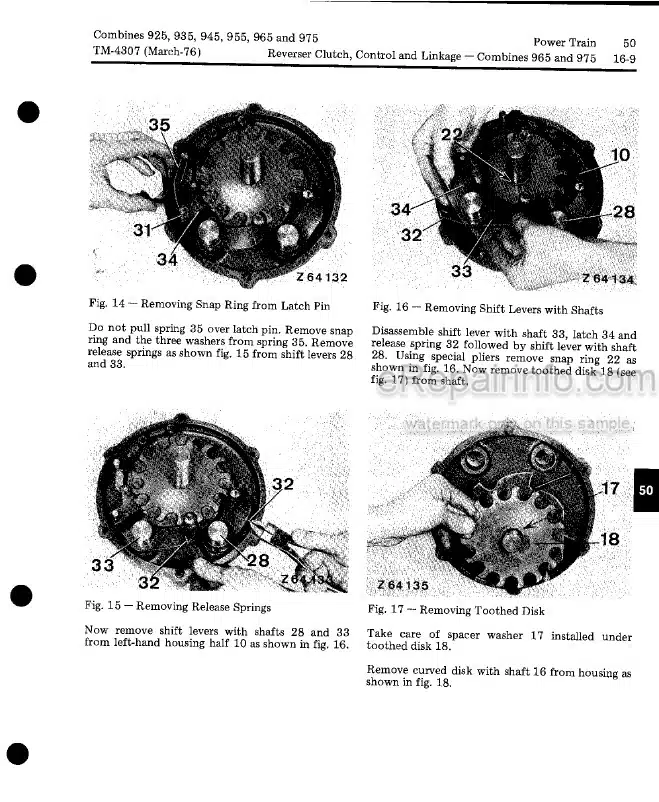 Photo 11 - John Deere 925 935 845 955 965 975 Repair Technical Manual Combine TM4307