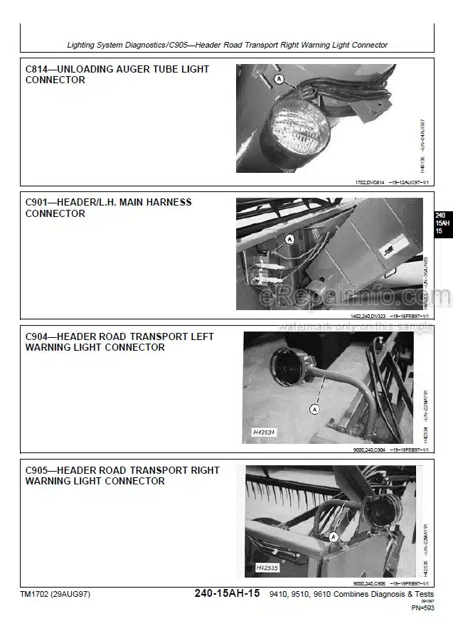 Photo 2 - John Deere 9410 9510 9610 Diagnosis And Tests Technical Manual Combine TM1702