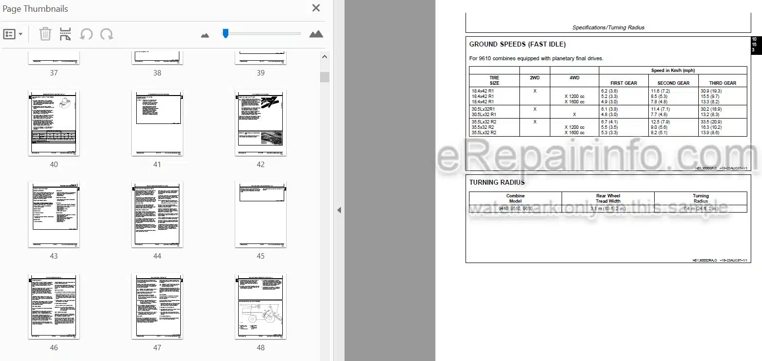 Photo 3 - John Deere 9410 9510 9610 Repair Manual Combine TM1701