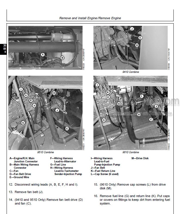 Photo 1 - John Deere 9410 9510 9610 Repair Manual Combine TM1701