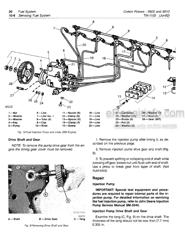 Photo 5 - John Deere 9900 9910 Technical Repair Manual Cotton Picker TM1105