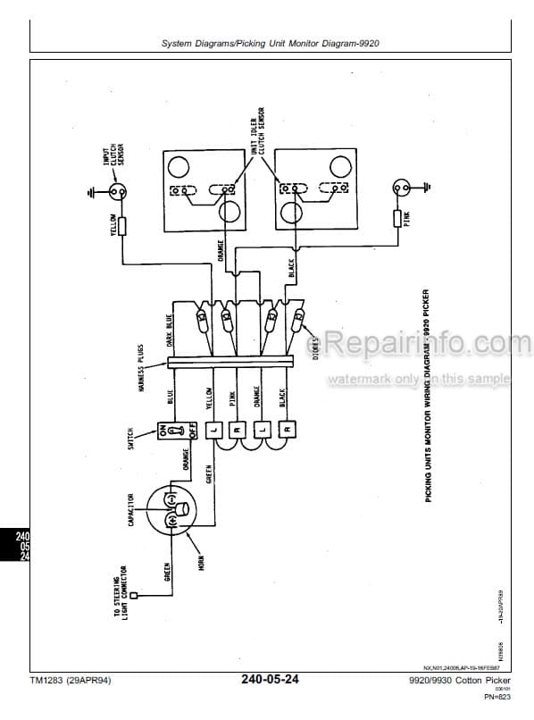 Photo 4 - John Deere 9920 9930 Technical Manual Cotton Picker TM1283