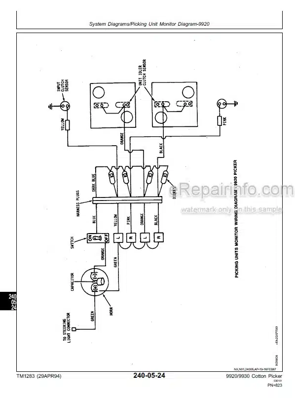 Photo 4 - John Deere 9920 9930 Technical Manual Cotton Picker TM1283