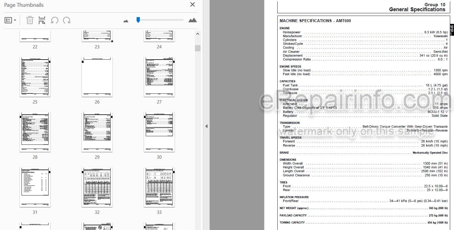 Photo 4 - John Deere AMT600 AMT622 AMT626 Technical Repair Manual All Material Transporter TM1363
