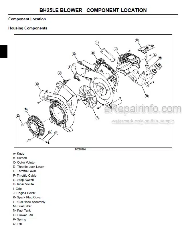 Photo 4 - John Deere BH25LE UT26523 Technical Repair Manual Blower TM2352