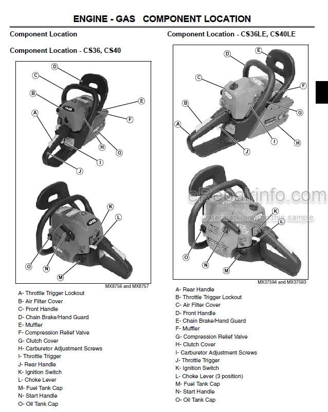 Photo 3 - John Deere CS36 To CS81 Technical Manual Chainsaw TM1917