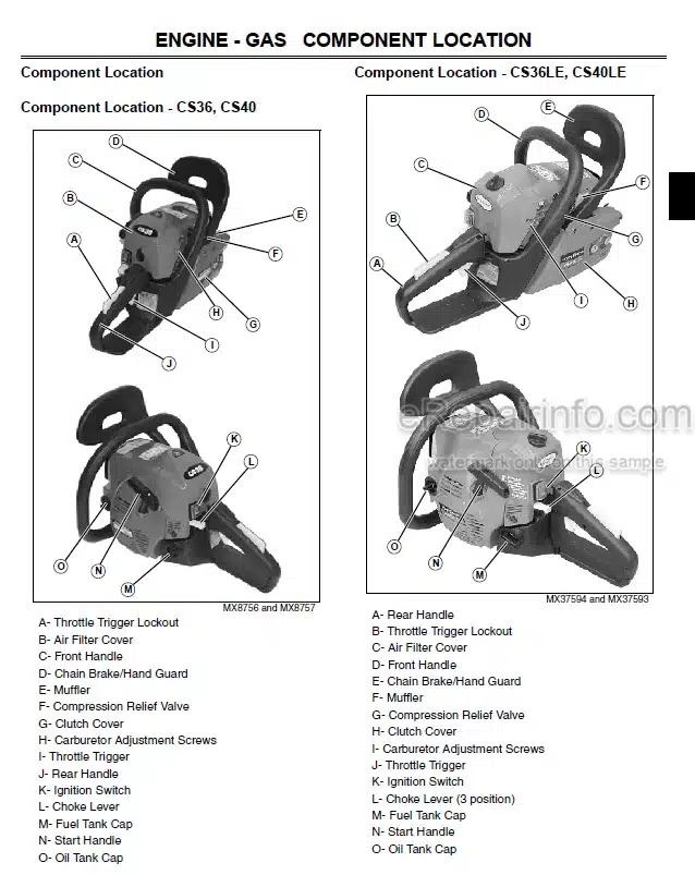 Photo 3 - John Deere CS36 To CS81 Technical Manual Chainsaw TM1917