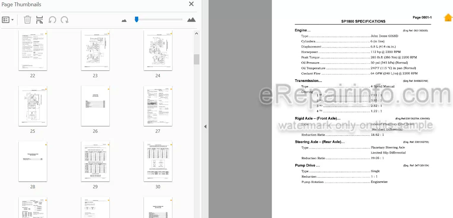 Photo 4 - John Deere Cameco SP1800B Repair Manual Loader