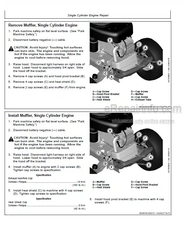 Photo 4 - John Deere E100 E110 E120 E130 E140 E150 E160 E170 E180 Technical Repair Manual Lawn Tractor TM151119