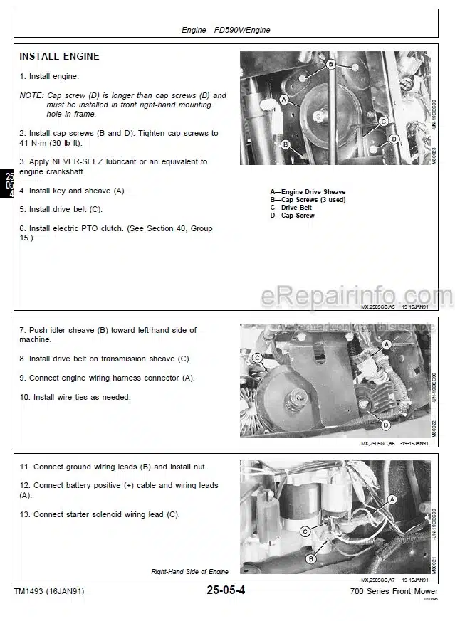 Photo 6 - John Deere F735 Technical Repair Manual Front Mower TM1597