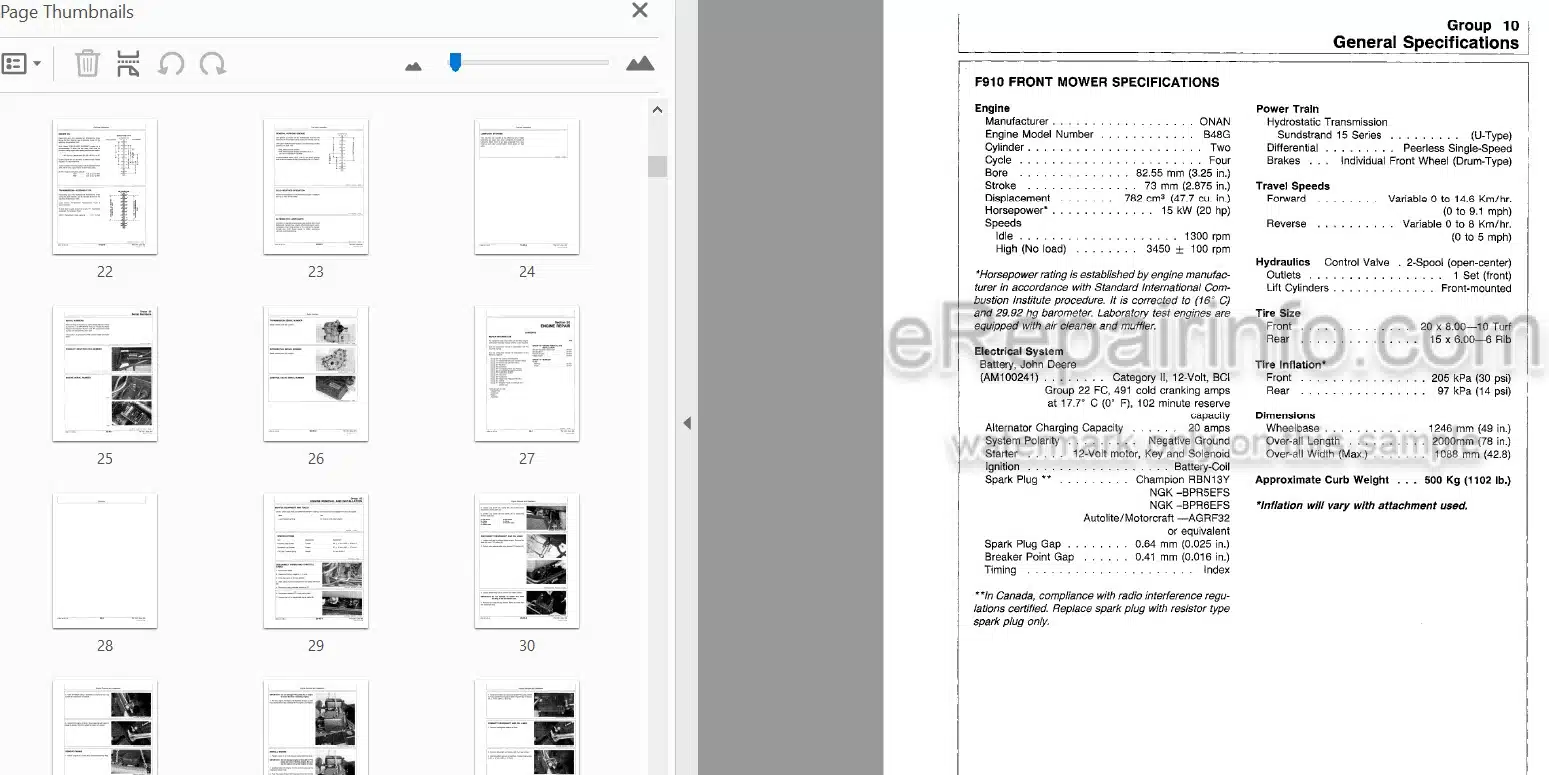 Photo 3 - John Deere F910 F930 Technical Repair Manual Front Mower TM1301