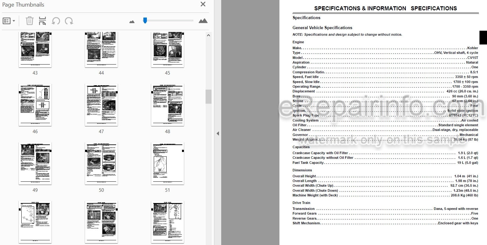 Photo 3 - John Deere G15 Technical Repair Manual Professional Walk Behind Mower TM2242 SN 010001-