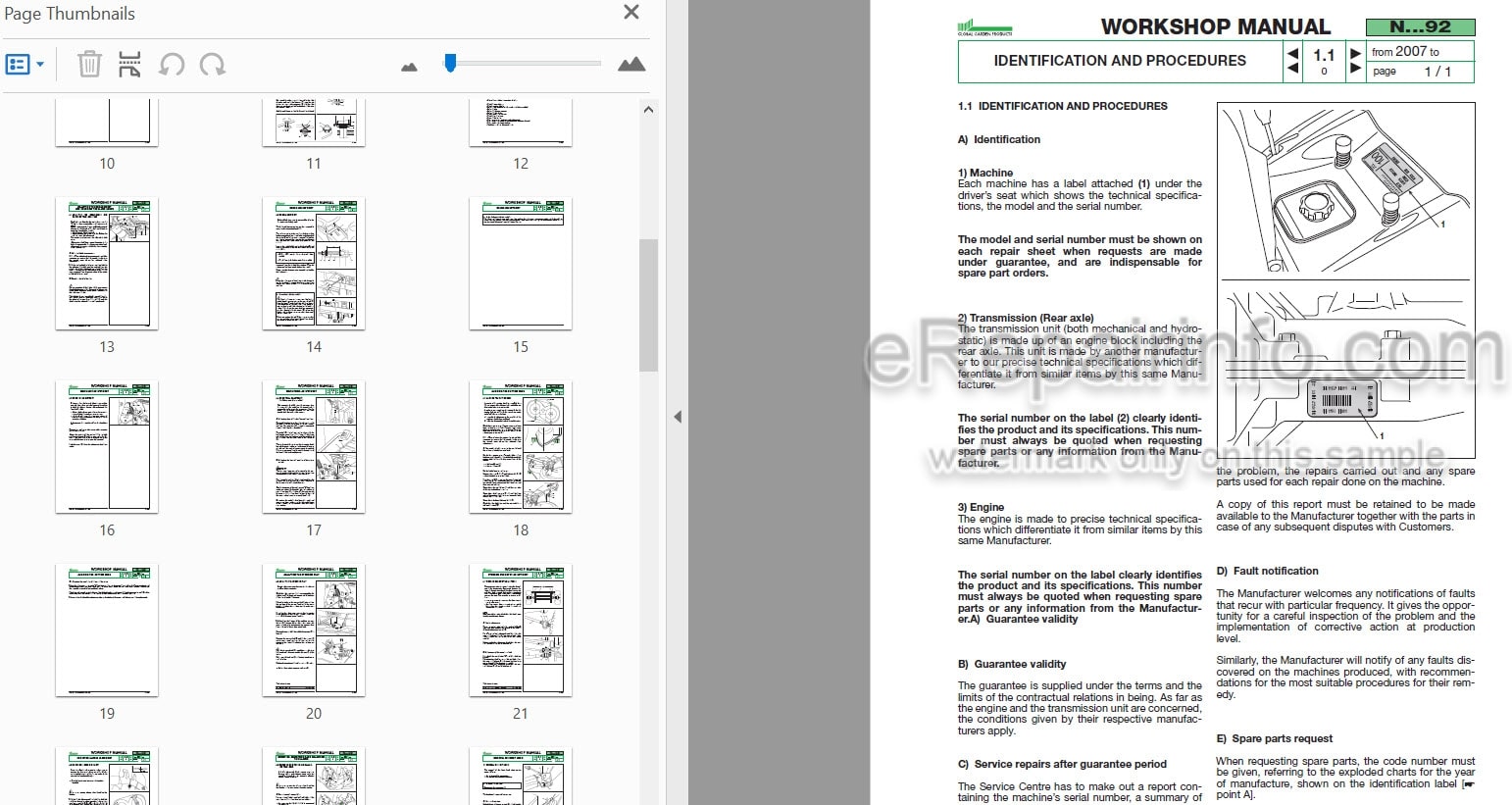 Photo 4 - John Deere Global Garden N92 N92 Hydro Workshop Manual Mower TMIR135