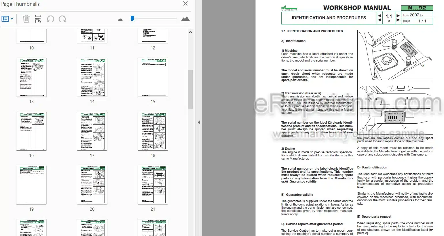 Photo 4 - John Deere Global Garden N92 N92 Hydro Workshop Manual Mower TMIR135