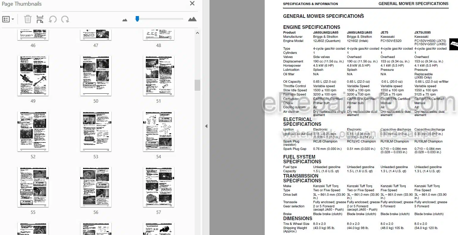Photo 3 - John Deere JA60 JA62 JA65 JE75 JX75 JX85 Technical Repair Manual 21 Inch Walk Behind Mower TM1723