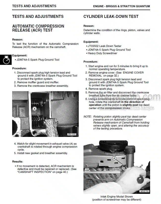 Photo 5 - John Deere JA60 JA62 JA65 JE75 JX75 JX85 Technical Repair Manual 21 Inch Walk Behind Mower TM1723