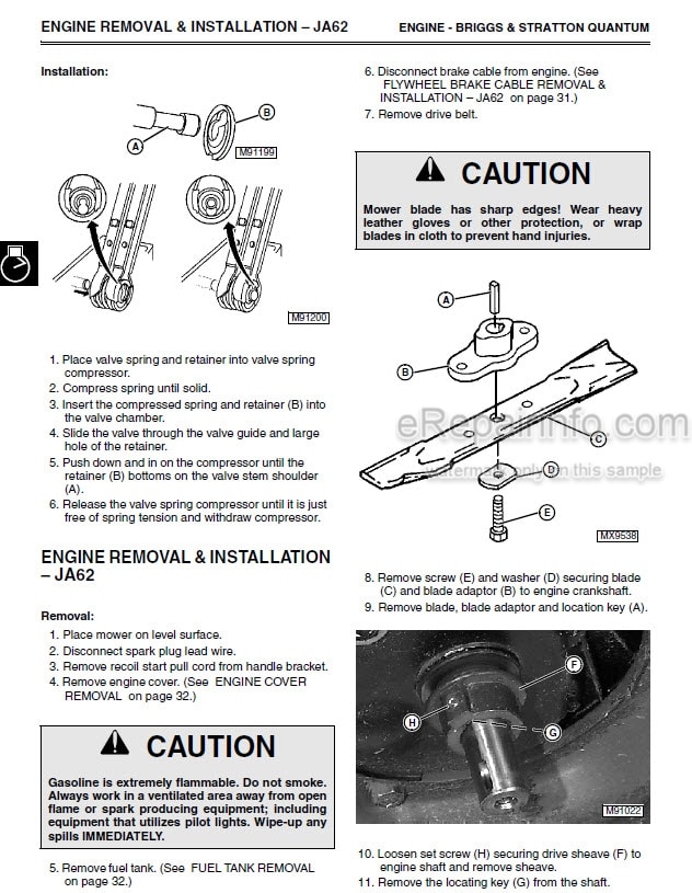 Photo 5 - John Deere JA60 JA62 JA65 JE75 JX75 JX85 Technical Repair Manual 21 Inch Walk Behind Mower TM1723