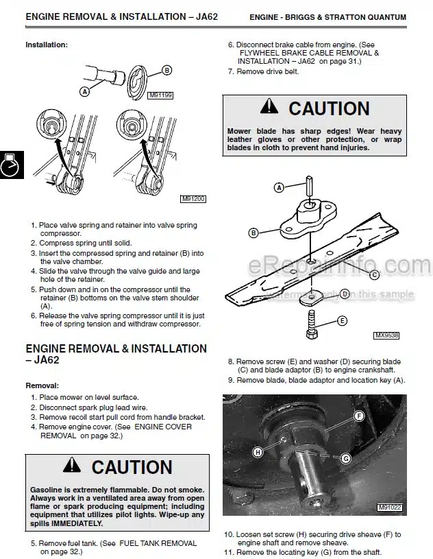 Photo 5 - John Deere JA60 JA62 JA65 JE75 JX75 JX85 Technical Repair Manual 21 Inch Walk Behind Mower TM1723