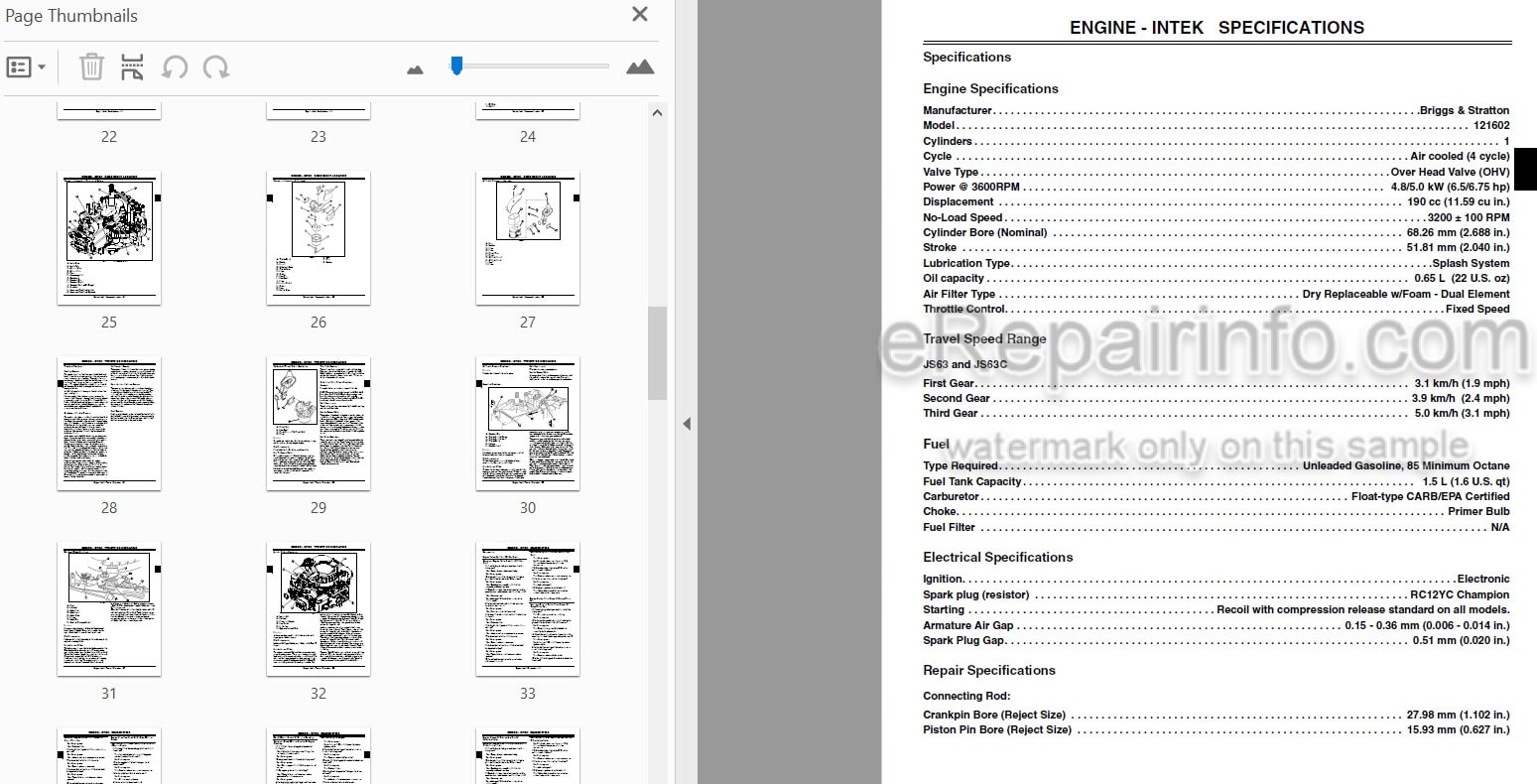 Photo 4 - John Deere JS60H JS63 JS63C Technical Repair Manual Walk Behind Rotary Mower TM2209