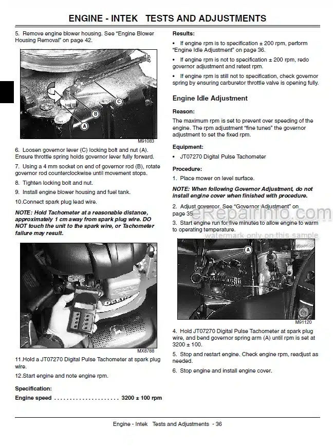 Photo 6 - John Deere JX75 JA62 Technical Manual Walk Behind Rotary Mower TM2208