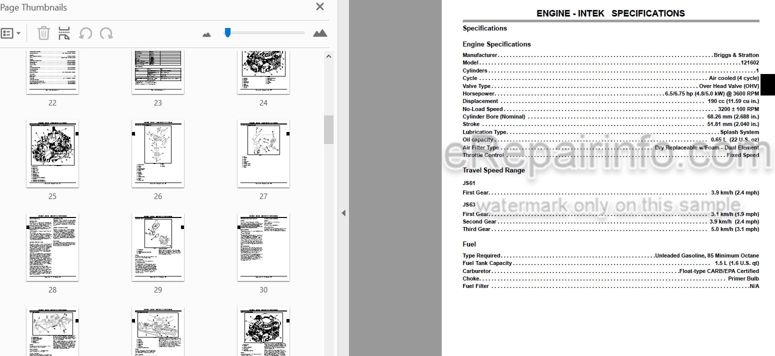 Photo 3 - John Deere JS60 JS60H JS61 JS63 JS63H JS63E Technical Manual Walk Behind Rotary Mower TM1710