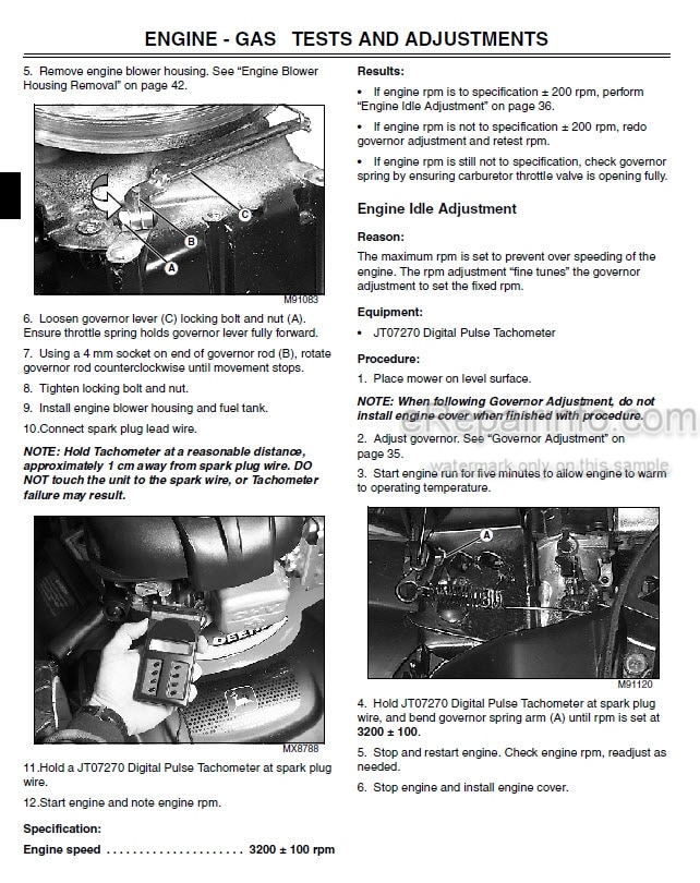 Photo 2 - John Deere JX75 JA62 Technical Manual Walk Behind Rotary Mower TM2208