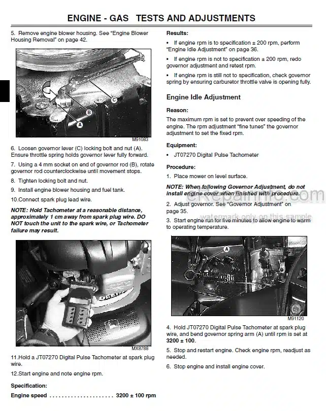Photo 2 - John Deere JX75 JA62 Technical Manual Walk Behind Rotary Mower TM2208