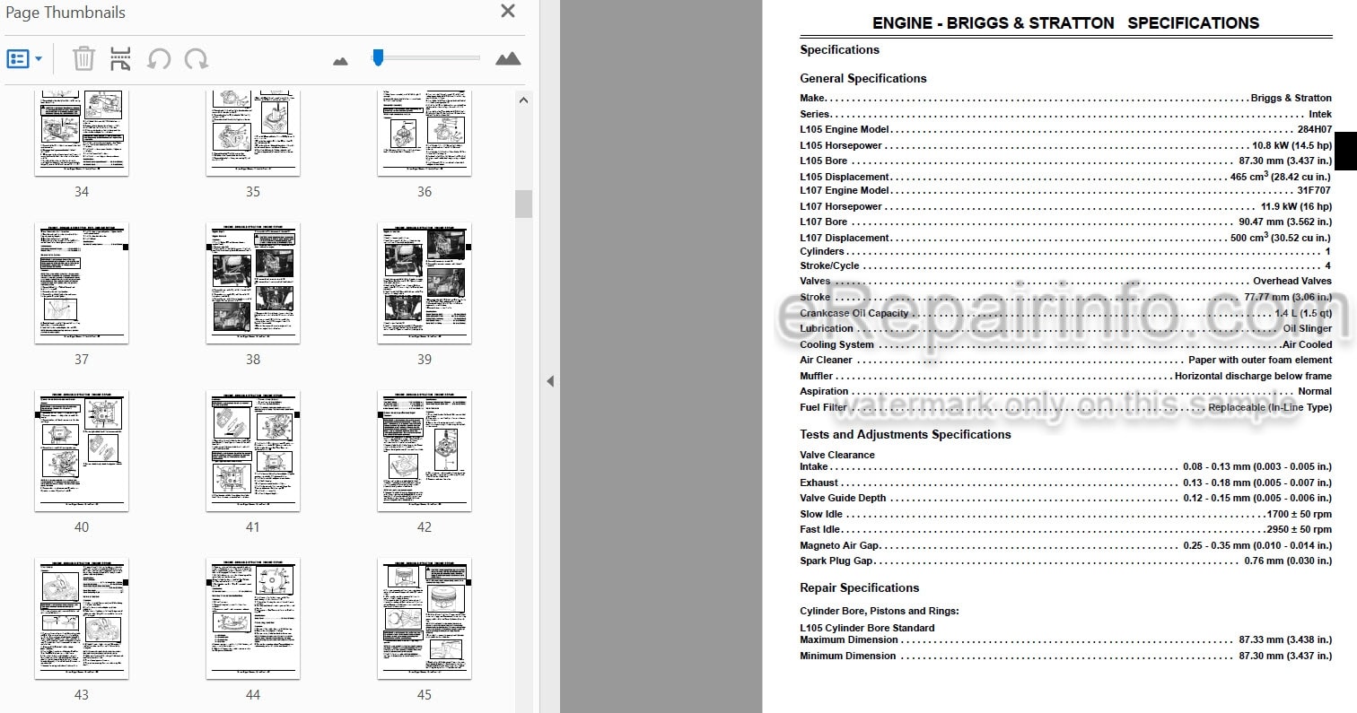 Photo 3 - John Deere L105 L107 L120 Technical Repair Manual Lawn Tractor TM2185