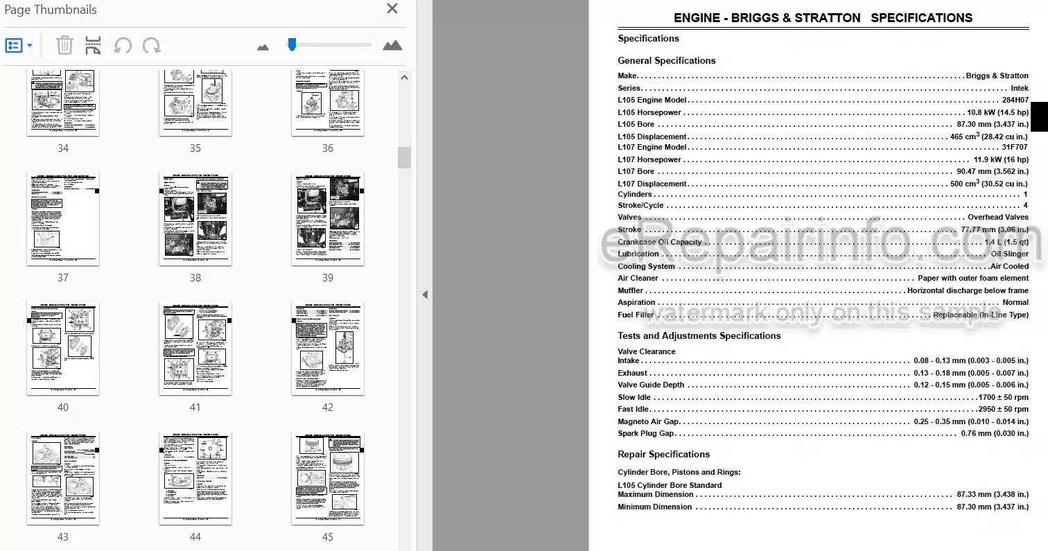 Photo 3 - John Deere L105 L107 L120 Technical Repair Manual Lawn Tractor TM2185